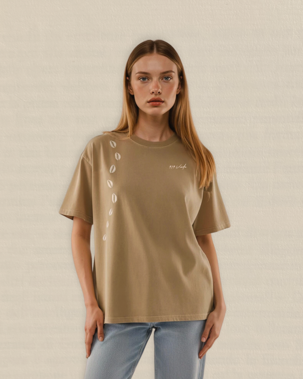 Cowrie Print T-Shirt in Sand