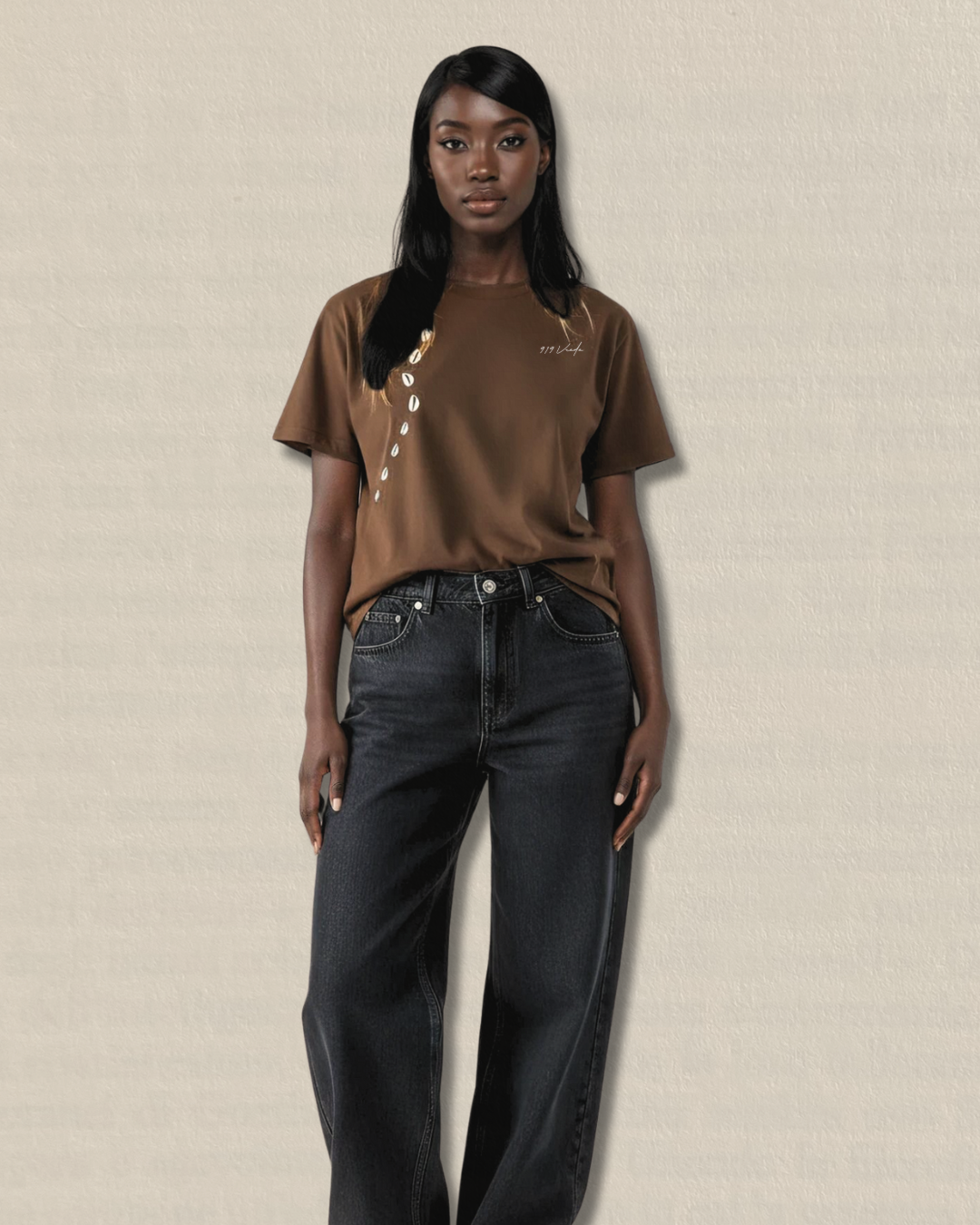 Cowrie Print T-shirt in Cocoa