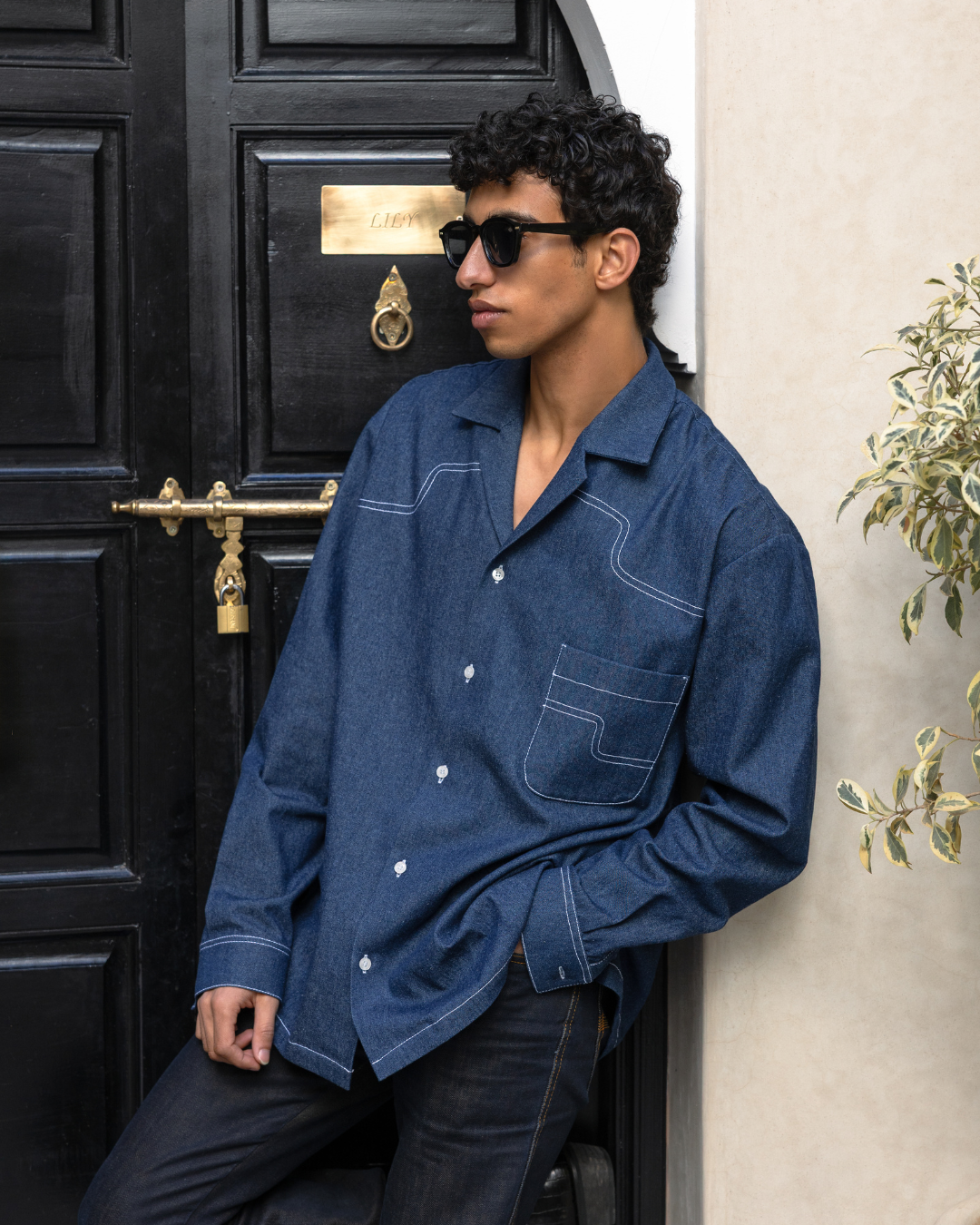 Aiden Denim Tailored Long-Sleeve Shirt