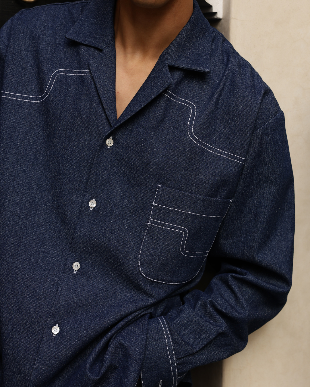 Aiden Denim Tailored Long-Sleeve Shirt