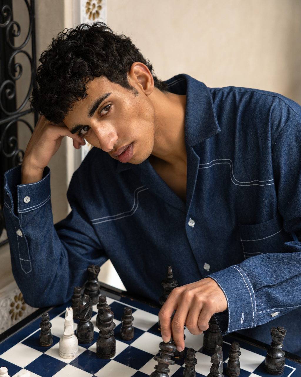 Aiden Denim Tailored Long-Sleeve Shirt