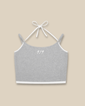 Grey cotton crop top with white straps — 919 Basics womens sustainable