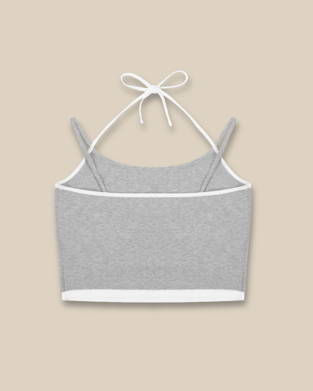 Grey cotton crop top with white straps — 919 Basics womens sustainable