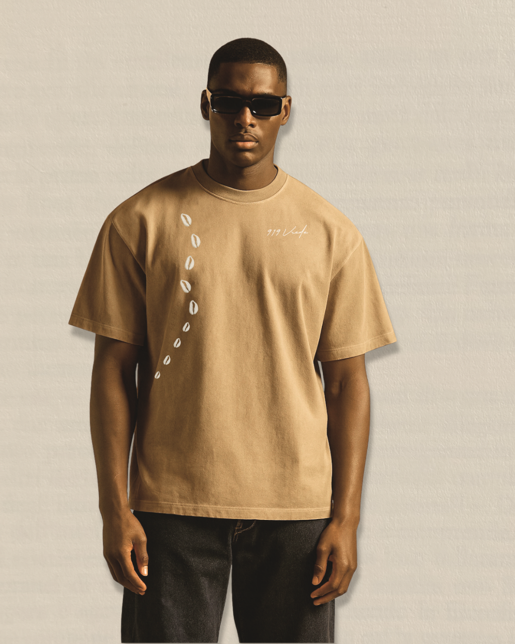Cowrie Print T-Shirt in Sand
