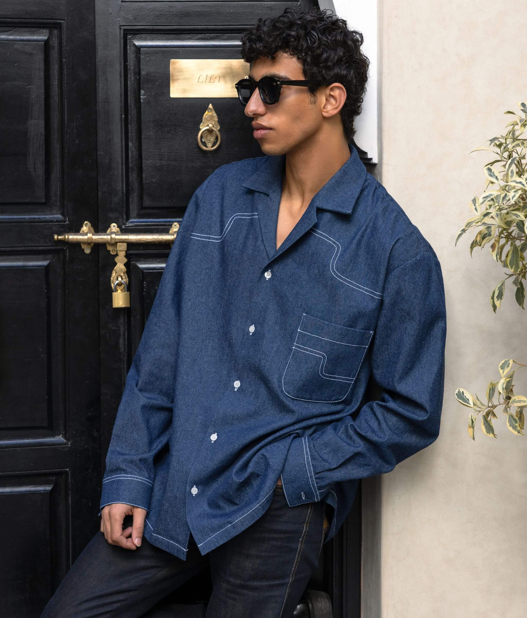 Aiden Denim Tailored Long-Sleeve Shirt