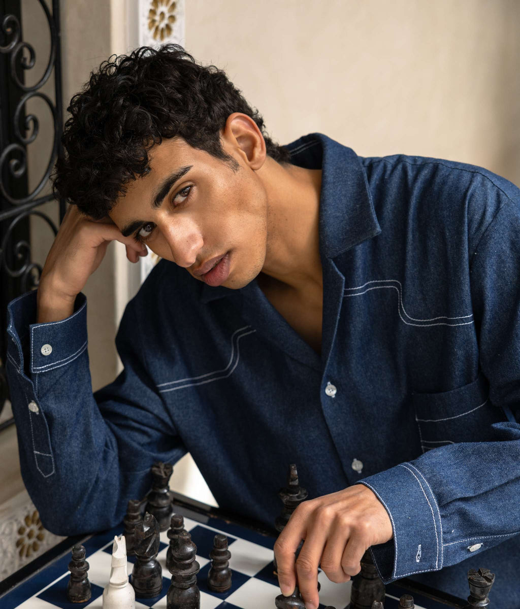 Aiden Denim Tailored Long-Sleeve Shirt